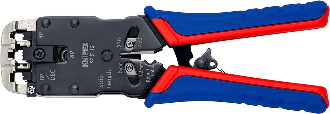 Knipex Crimpzange für Westernstecker brüniert, mit Mehrkomponenten-Hüllen 200 mm (SB-Karte/Blister)