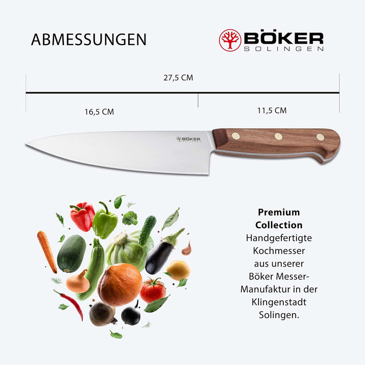 BÖKER SOLINGEN® Cottage-Craft - scharfes Profi Chefmesser klein 16 cm aus Carbonstahl - handgemachte