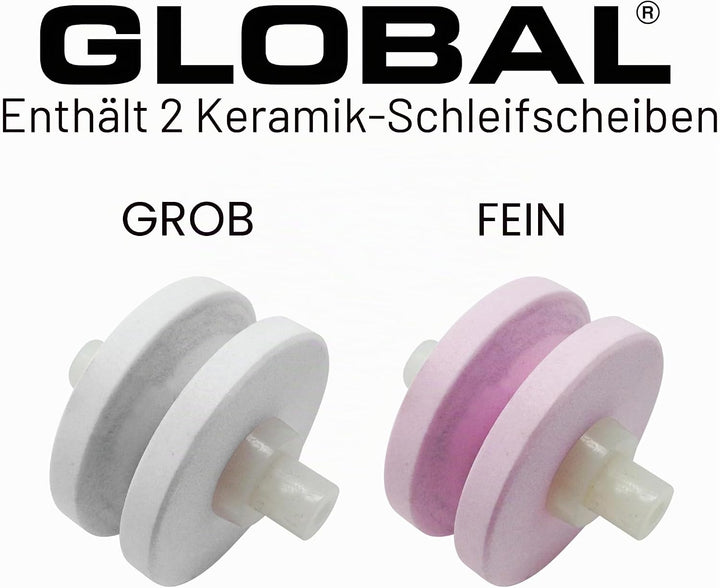 Global G-91/BW Minosharp Messerschärfer, Keramik, 2-stufig, 2,1, Edelstahl, Edelstahl