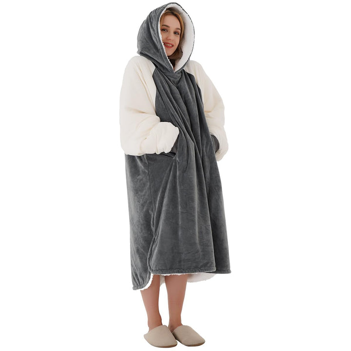 Winthome Hoodie Decke Doppelte Wärme, Kuschelpullover Damen Warm Weich,Hoodie mit Tasche und Kapuze,