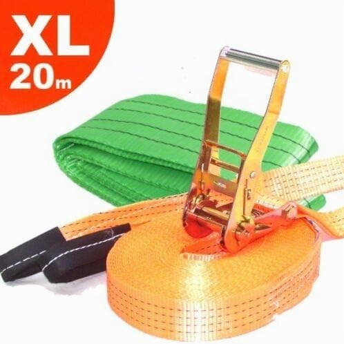 D+L Slackline 20m Set Baumschoner Laufband 50mm Spanngurt Slacken Slackbelt Zurrgurt AWZ