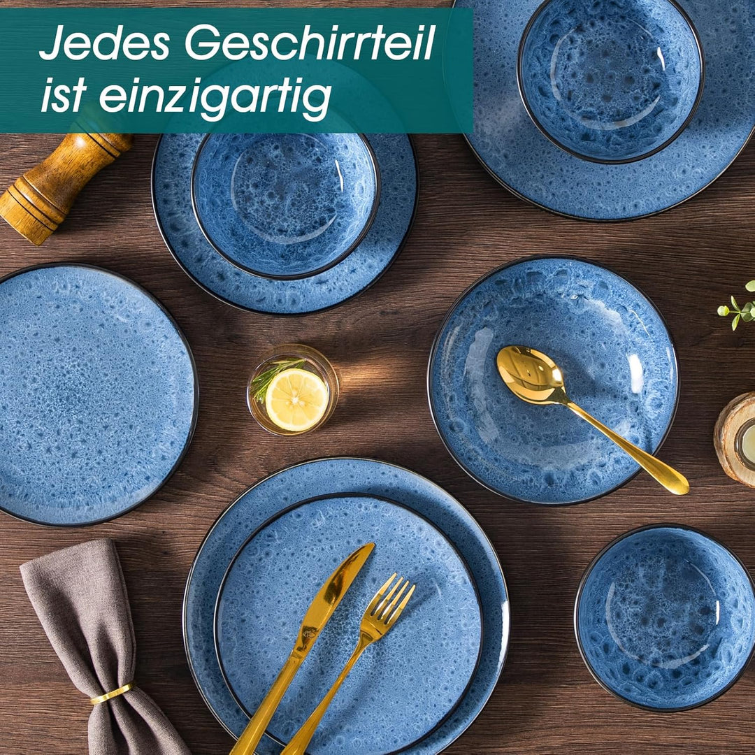 Tafelservice 6 Personen, vancasso BUBBLE Geschirrset 6 Personen aus Steingut, 24-tlg modernes Geschi