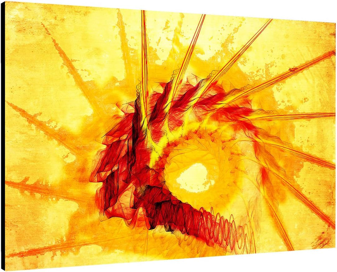 Paul Sinus Art 60x80cm Abstrakt015_Leinwandbild Abstrakte Kunst gelb rot Feuer Spirit Kunstdruck auf