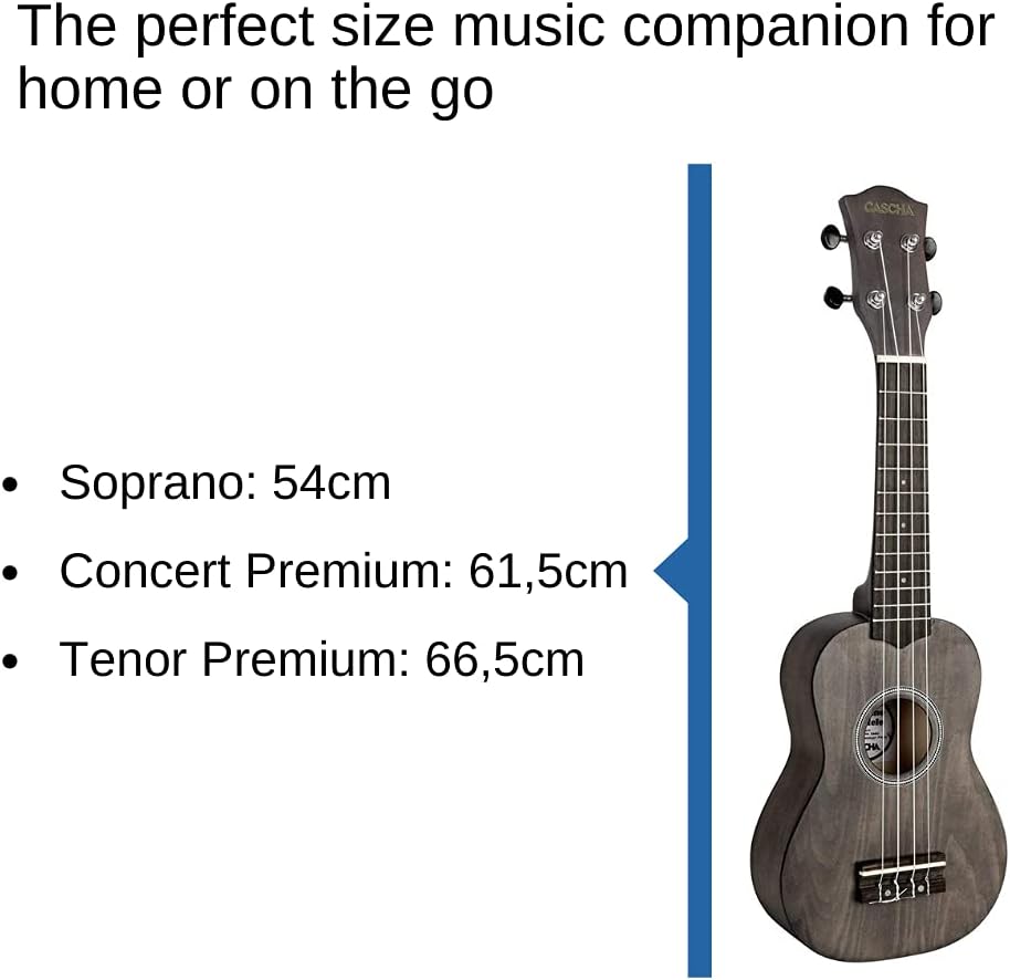 CASCHA Sopran Ukulele Set für Kinder und ErwachseneIUkulele Starter Kit mit 3 Plektren TascheIUkulel