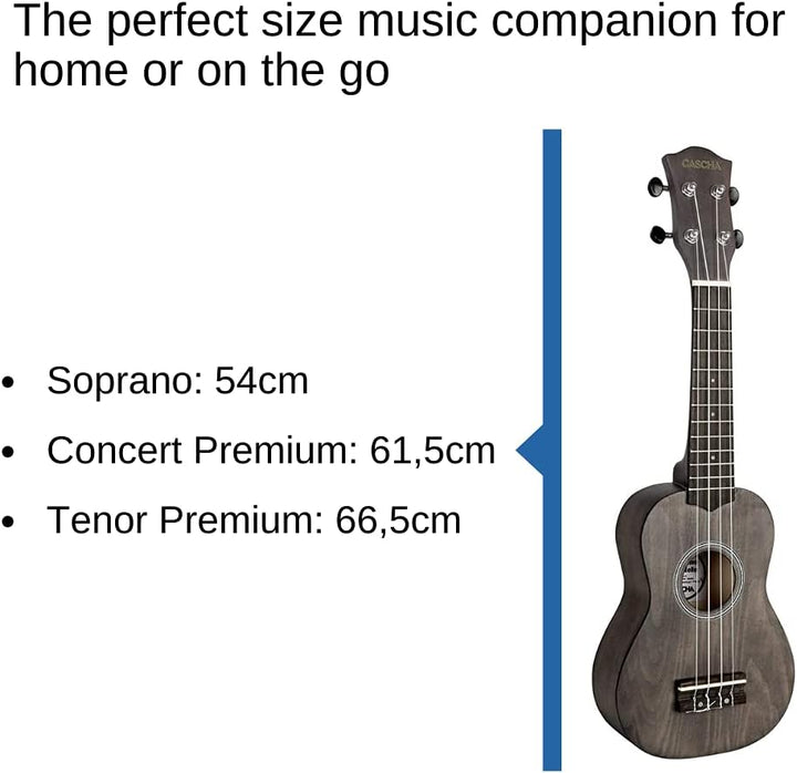 CASCHA Sopran Ukulele Set für Kinder und ErwachseneIUkulele Starter Kit mit 3 Plektren TascheIUkulel