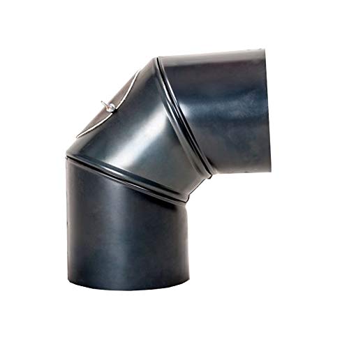 Gebläut Ofenrohr Rauchrohr blau/schwarz 90° Bogen verstellbar mit Tür 120mm Durchmesser Blaublech Bo
