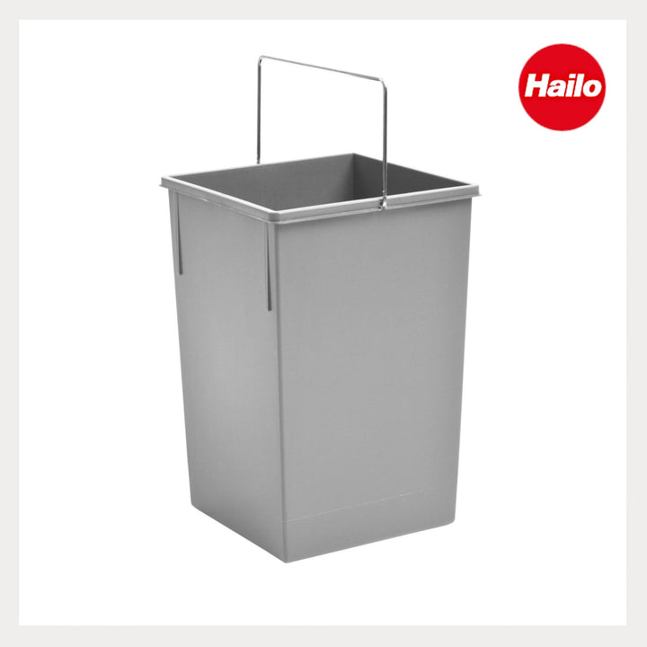 Hailo Inneneimer 1080979 | 15L Abfalleimer hellgrau | Kunststoff Eimer mit Henkel für Tandem & Terze