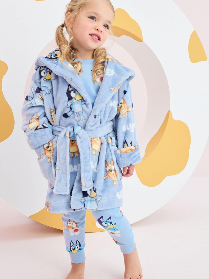 NEXT Mädchen Standard BulletPointzenzierter Morgenmantel aus Fleece, Bluey 80-86 Blau, 80-86 Blau