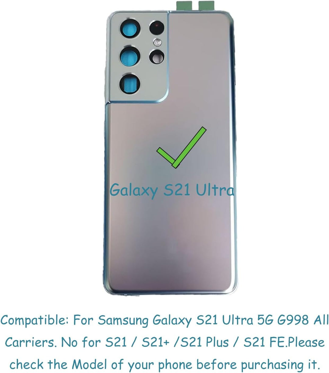 Galaxy S21 Ultra Rückglasabdeckung, Ersatz für Samsung Galaxy S21 Ultra 5G SM-G998B G998U G998U1 G99