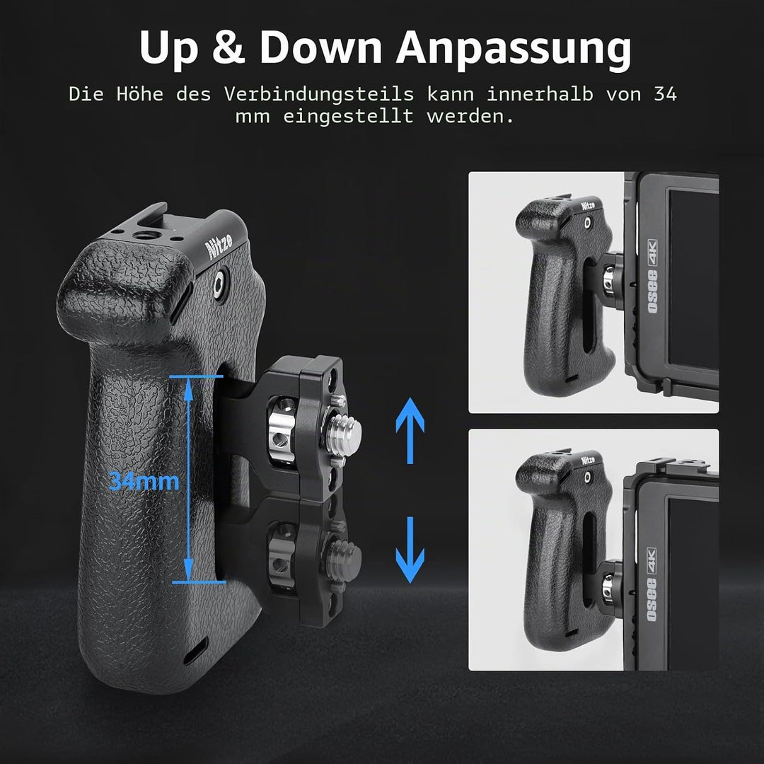 Nitze ARRI Locating Side Handle with 3/8" ARRI Locating Pins for Camera Cage, Direction and Position