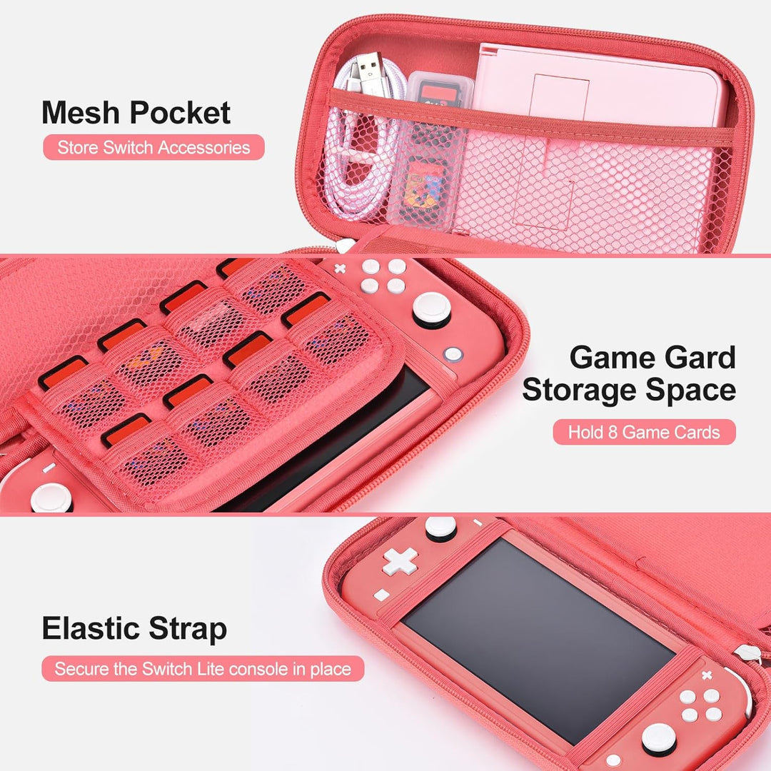 innoAura Zubehör-Halterung für NS Switch Lite 17 in 1 mit Tragetasche, Spielhülle, Bildschirmschutz