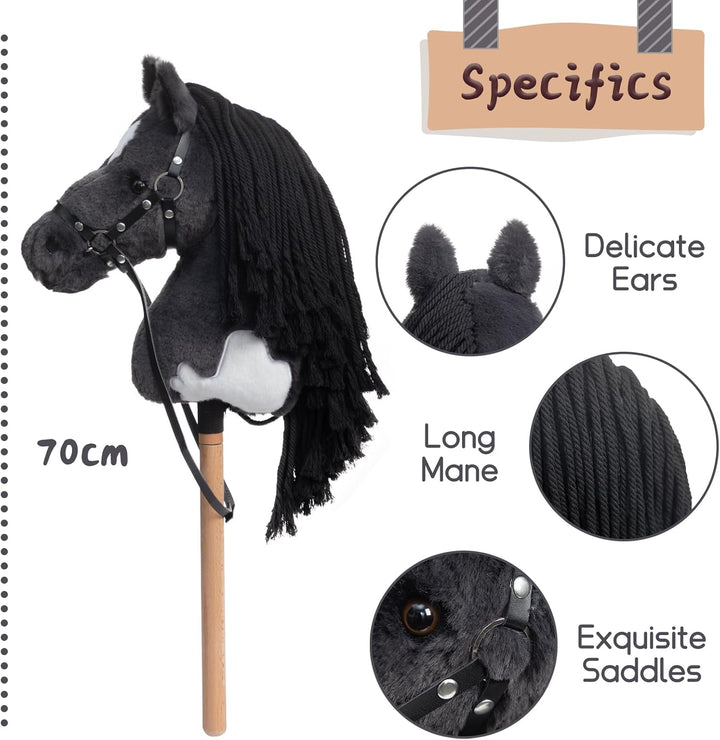 BEJOY Steckenpferd Spielzeug Pferd, Hobby Horse Holzpferd Plüschpferd zum Reiten für Kinder mit Half