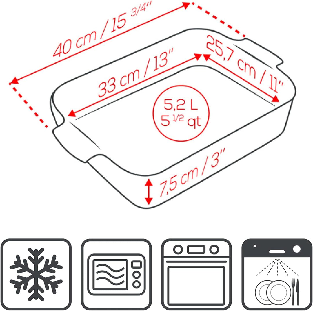 PEUGEOT - Rechteckige Auflaufform aus Keramik - 40 cm x 27,2 cm x 8,3 cm - Fassungsvermögen: 5,2 L -