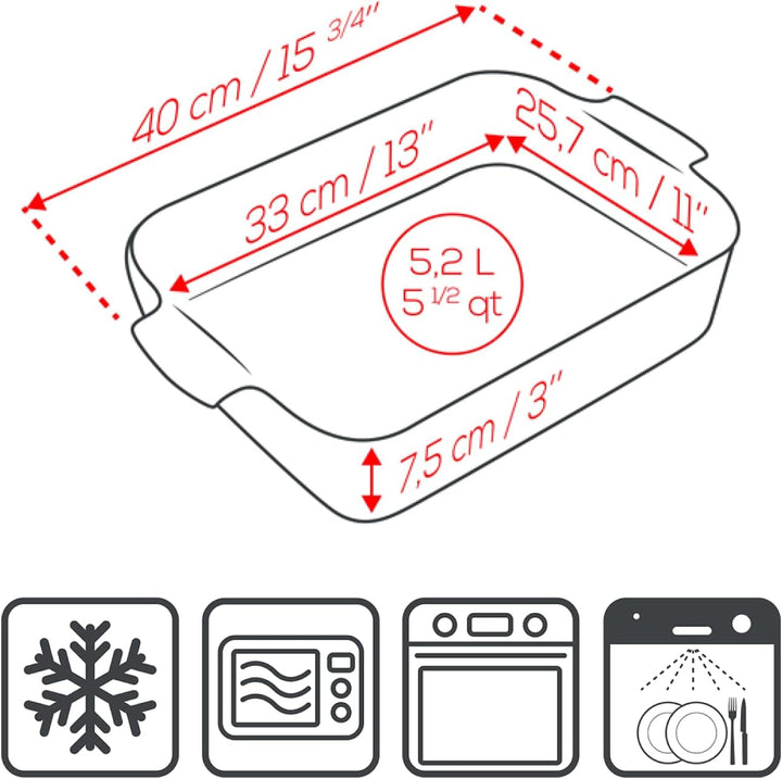 PEUGEOT - Rechteckige Auflaufform aus Keramik - 40 cm x 27,2 cm x 8,3 cm - Fassungsvermögen: 5,2 L -