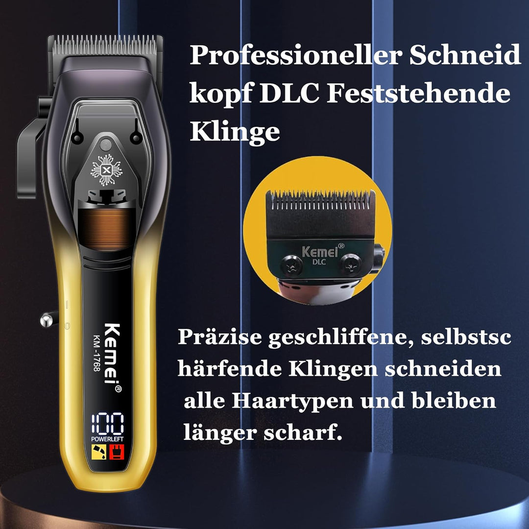 KEMEI Professionelle Haarschneidemaschine für Herren, 9000 U/min, wiederaufladbar, kabellos, mit LED