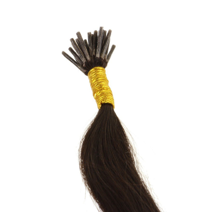 hair2heart 200 x Microring I-Tip Extensions aus Echthaar, 40cm, 0,5g Strähnen, glatt - Farbe 1b natu