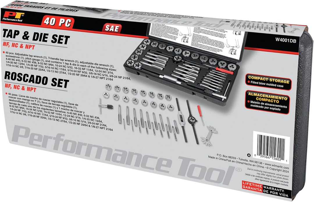 Performance Tool Northwest - Trail Products, W4001DB 40-Piece SAE Tap And Die Set, 40-Piece SAE Tap