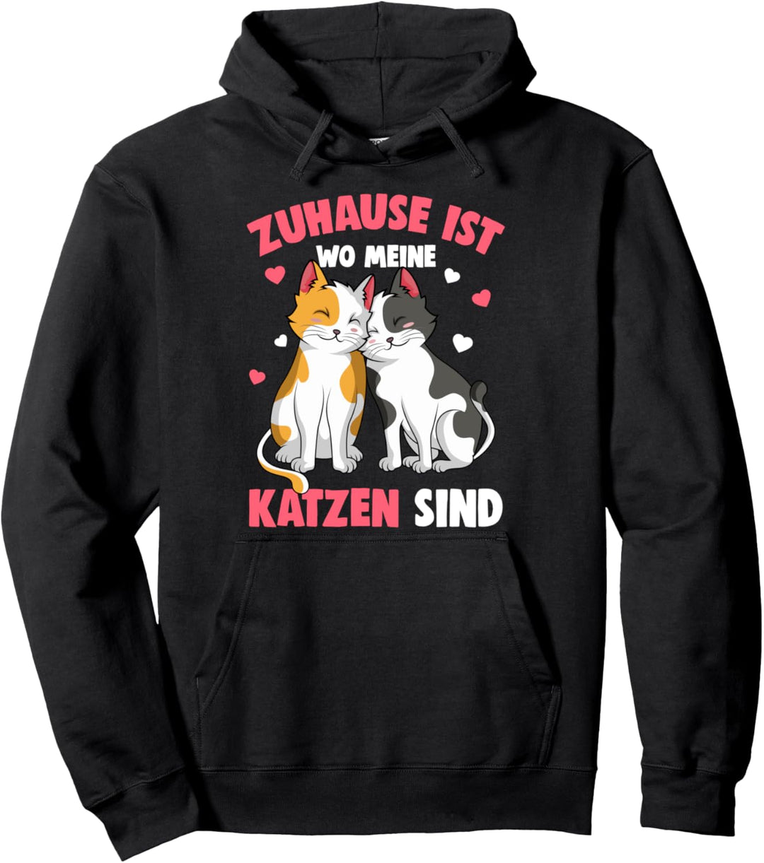 Zuhause ist wo meine Katzen sind Katze Damen Kinder Mädchen Pullover Hoodie