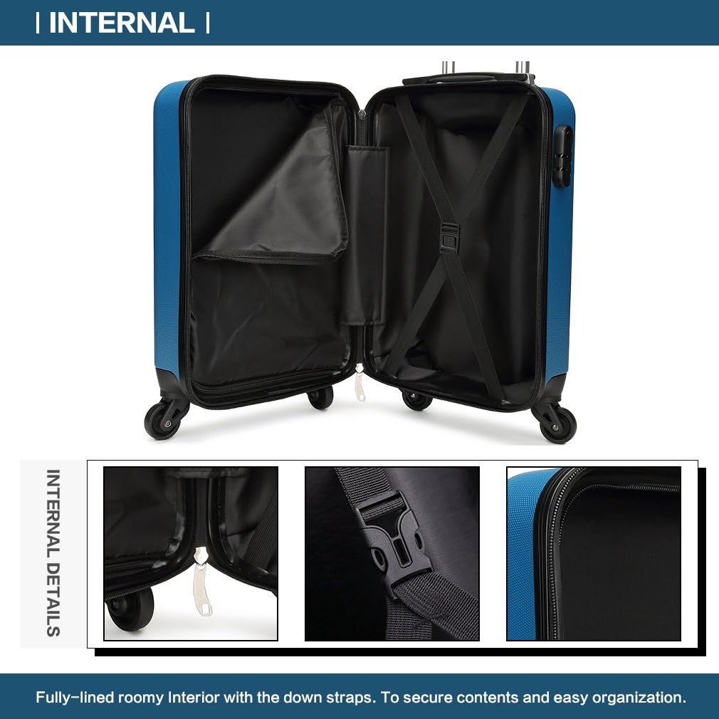 KONO Koffer Reisekoffer Mittelgross Trolley Hartschale ABS Gepäck 4 Rollen Spinner Rollenkoffer (Dun