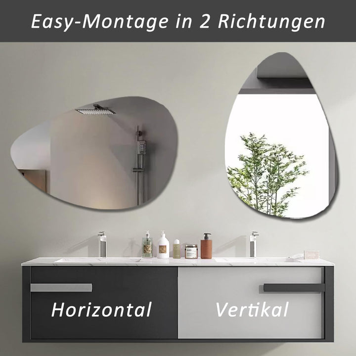 Boromal Spiegel Asymmetrischer 65x90cm Organischer Asymmetrischer Spiegel Badspiegel Asymmetrischer