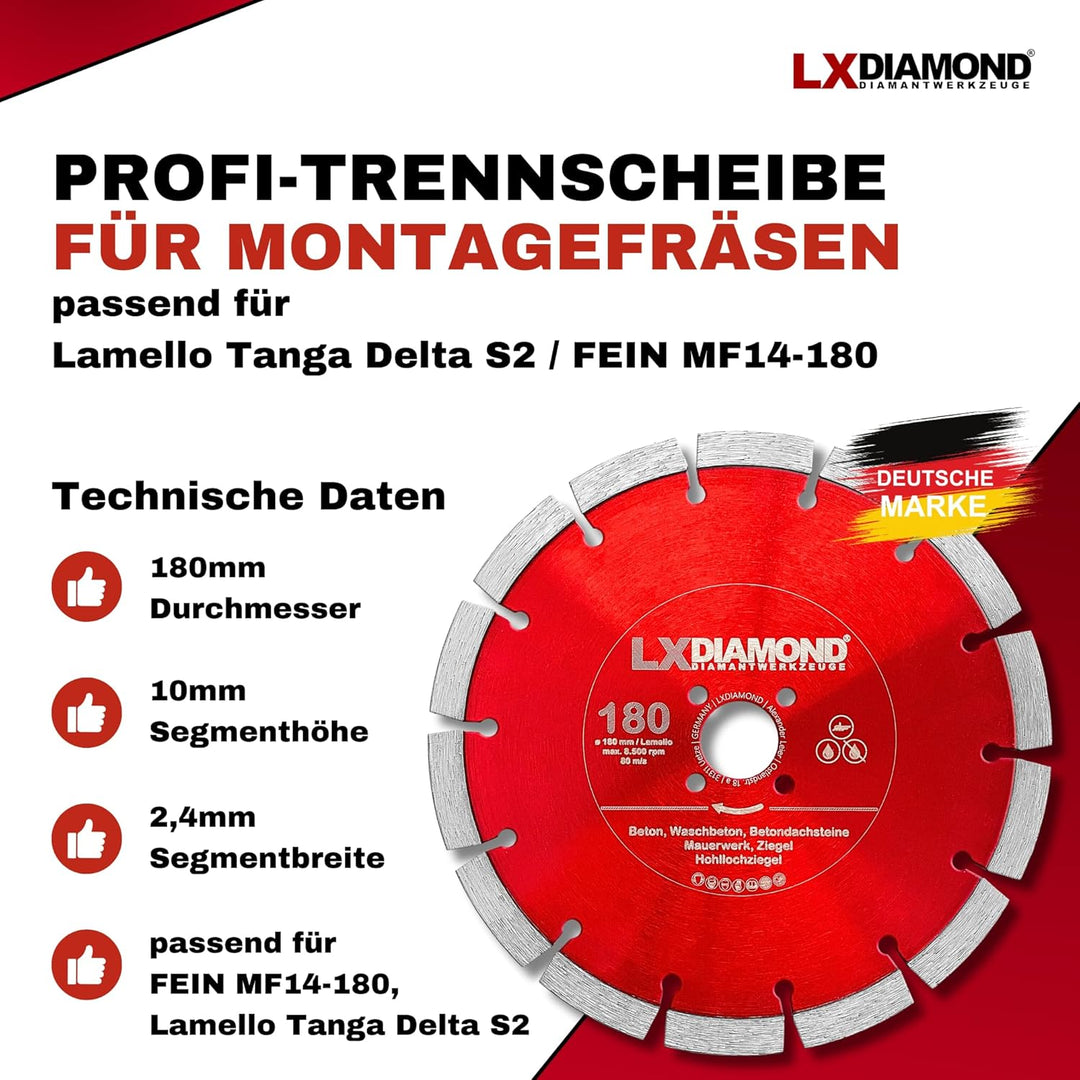 3x Diamant-Trennscheibe 180mm - geeignet für Beton Mauerwerk Universal - 180 mm Diamantscheibe passe