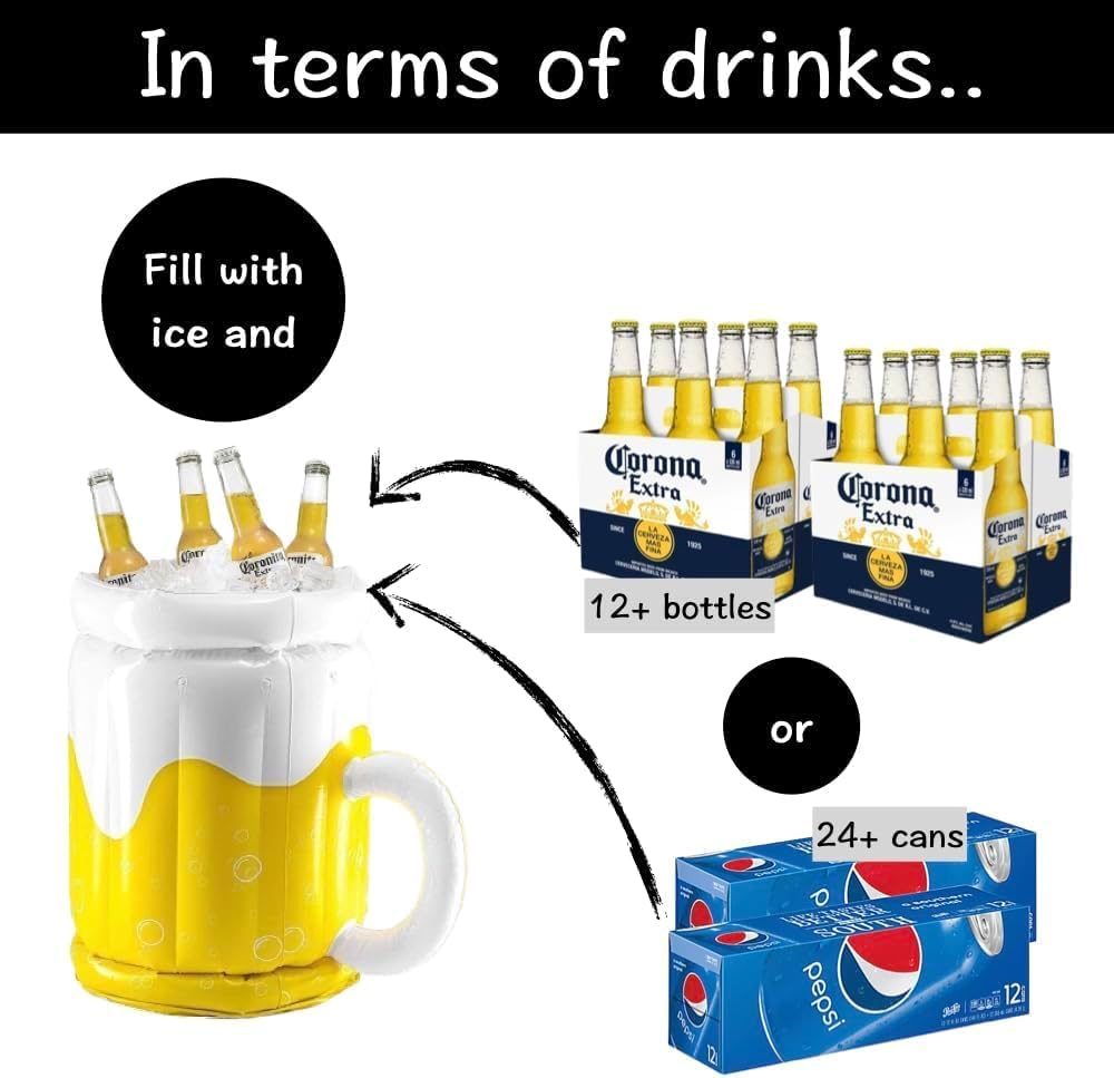 2 Pack Grosser aufblasbarer Kühler,aufblasbare Bierkrug kühler,Drink Floatie und oktoberfest Partyzu