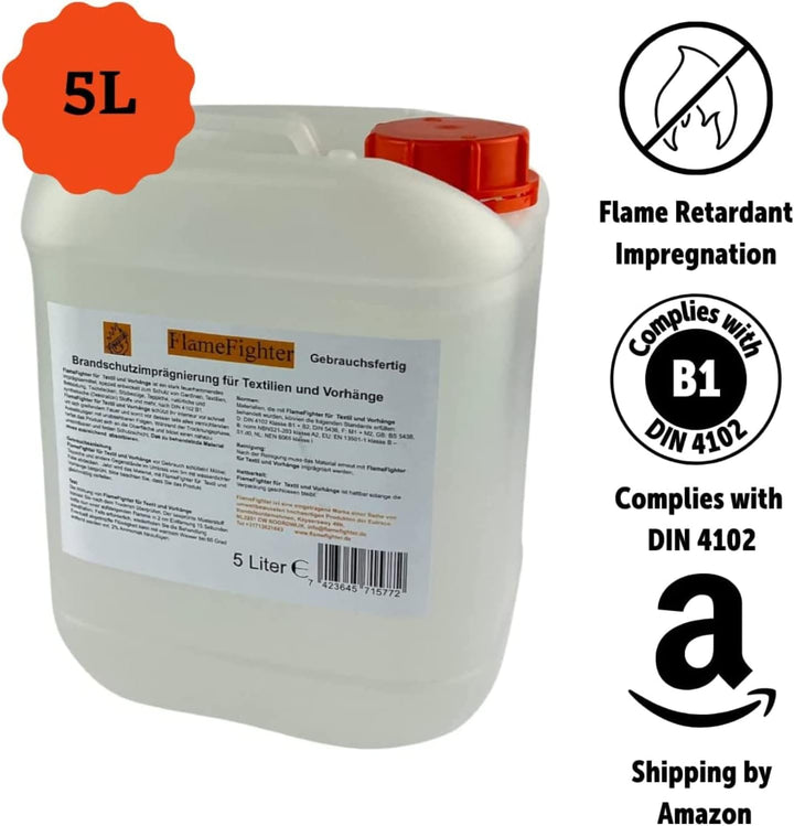 FlameFighter - 5 Liter Brandschutzimprägnierung Textilien und Vorhänge - Brandausbreitungstest besta