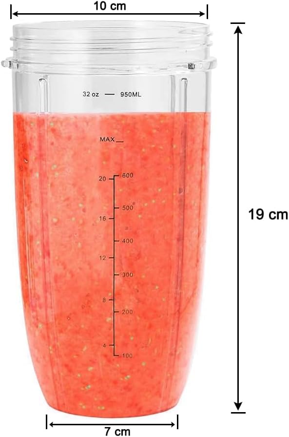 950ml Becher Kompatibel mit NutriBullet Elektrischer Mixer 600 W und Pro 900 W, 2er-Pack Gross Cups
