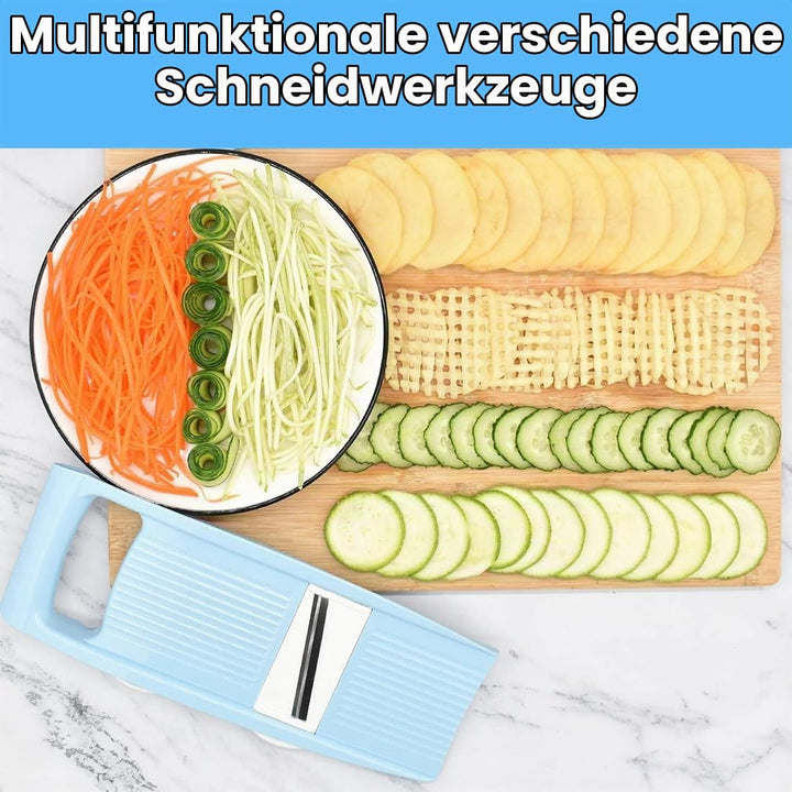 5 in 1 Mandoline Gemüsehobel Gemüsereibe Inklusive Handschutz, Gemüseschneider, Gurkenhobel Dünne Sc