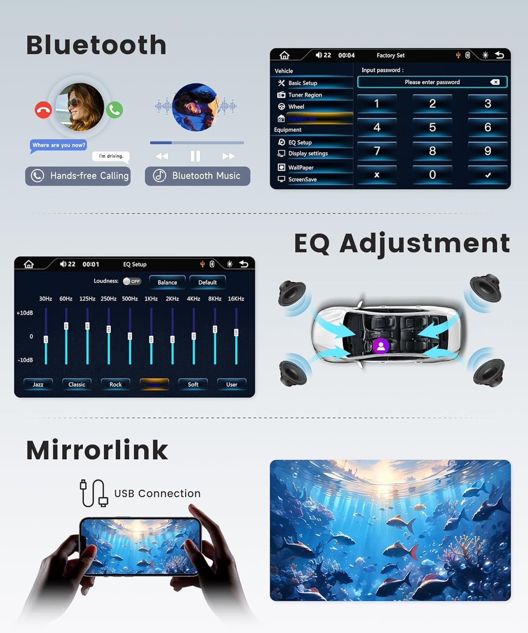 1 DIN DAB+ Autoradio mit 7" automatisch ausfahrbarem Bildschirm, Podofo Wireless CarPlay & Android A