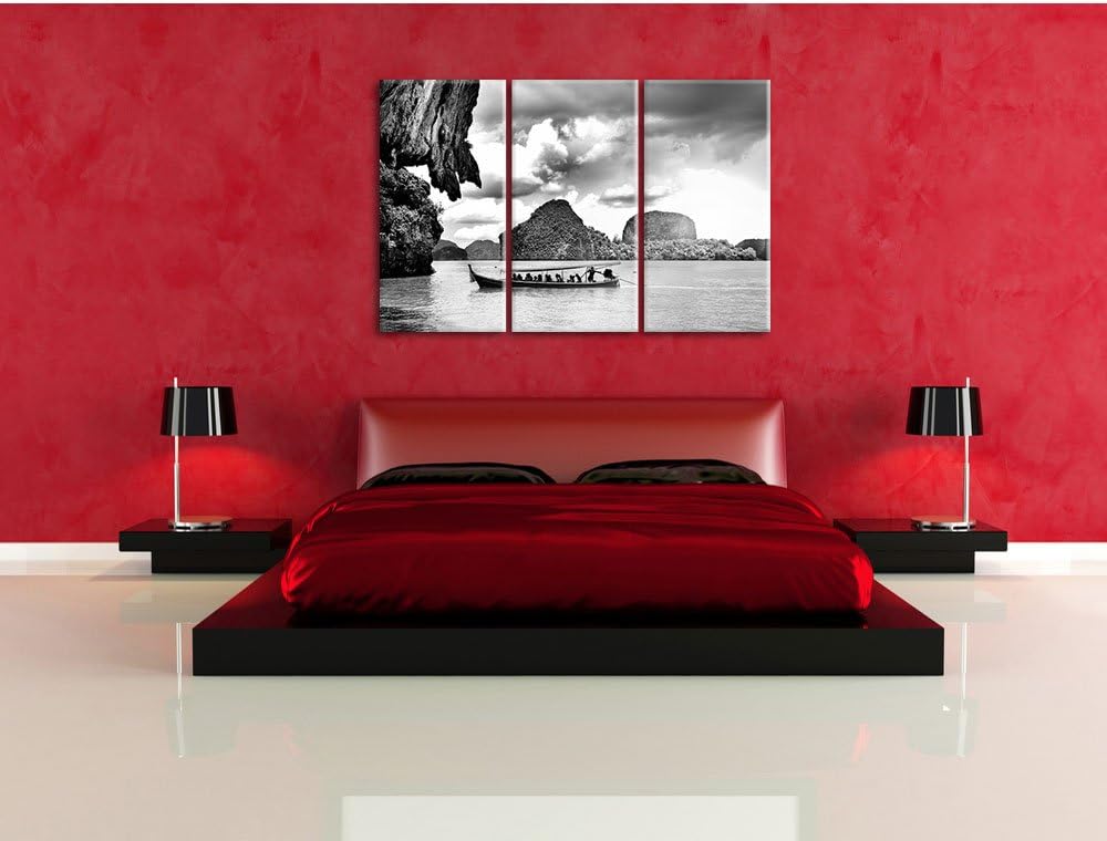 Pixxprint Thailand Phuket Playa Paradisiaca / 3-Teilig/Gesamtmass 120cm Leinwandbild bespannt auf Ho