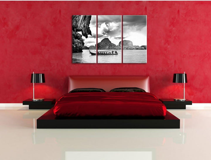 Pixxprint Thailand Phuket Playa Paradisiaca / 3-Teilig/Gesamtmass 120cm Leinwandbild bespannt auf Ho