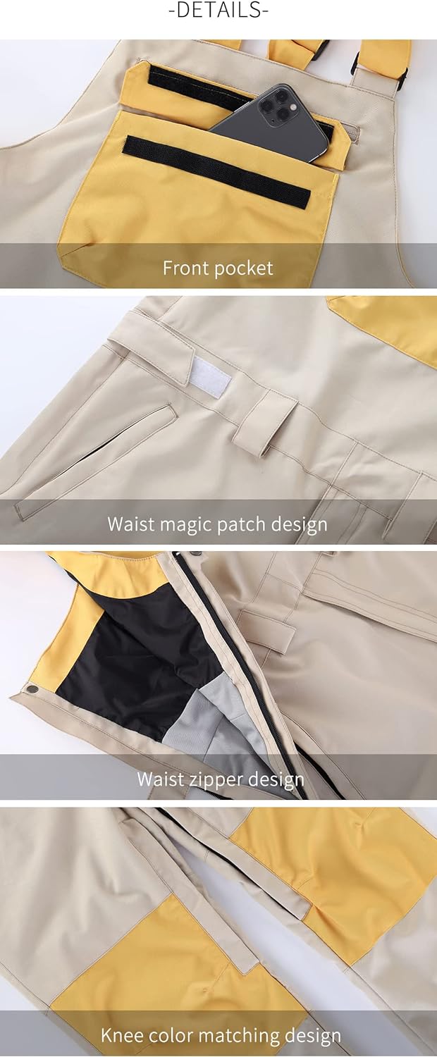 HOTIAN Damen-Schnee-Lätzchen, Wasserdicht Winddicht Isolierte Skihose, verschleissfeste Latzhose, Wa