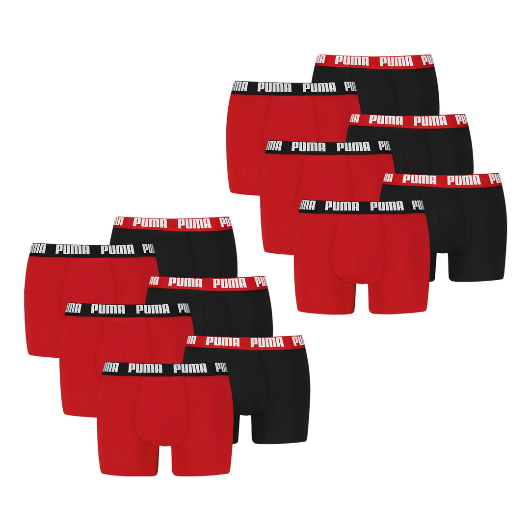 PUMA Herren Boxershorts Unterhosen 100004386 10er Pack, Wäschegrösse:L, Artikel:-786 red/Black