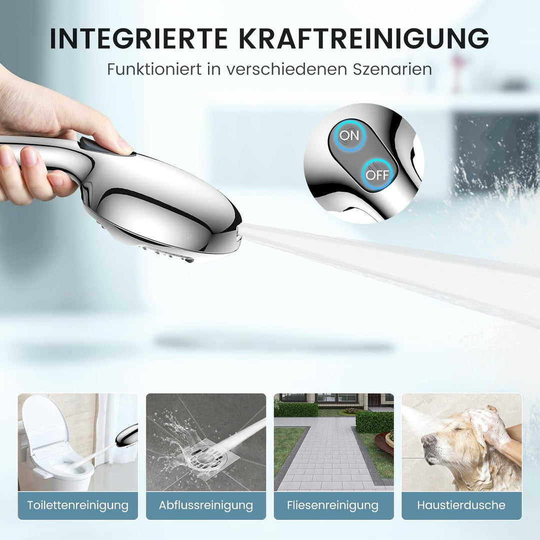 Digiroot Duschkopf mit Filter – 7 Strahlarten,Hochdruck Silber Silber02, Silber02