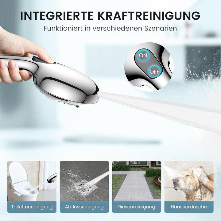 Digiroot Duschkopf mit Filter – 7 Strahlarten,Hochdruck Silber Silber02, Silber02