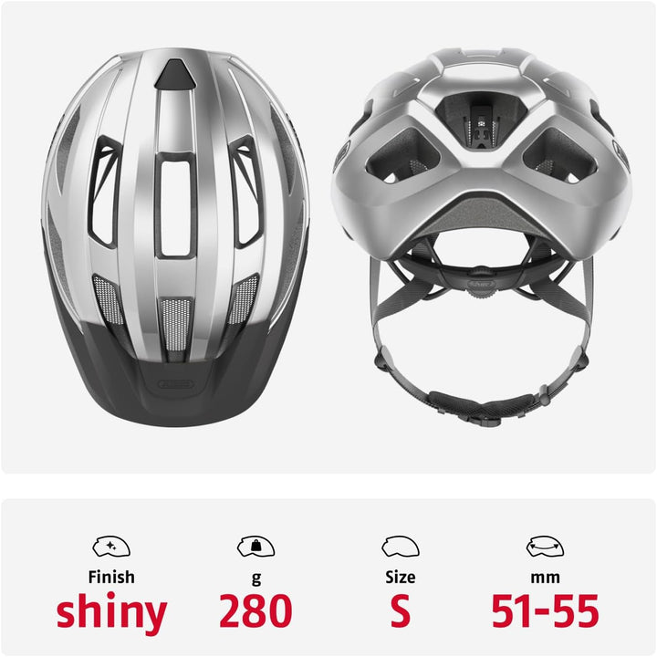 ABUS Rennradhelm Macator - sportiver Fahrradhelm für Einsteiger - auch für Zopfträger/-innen - für D