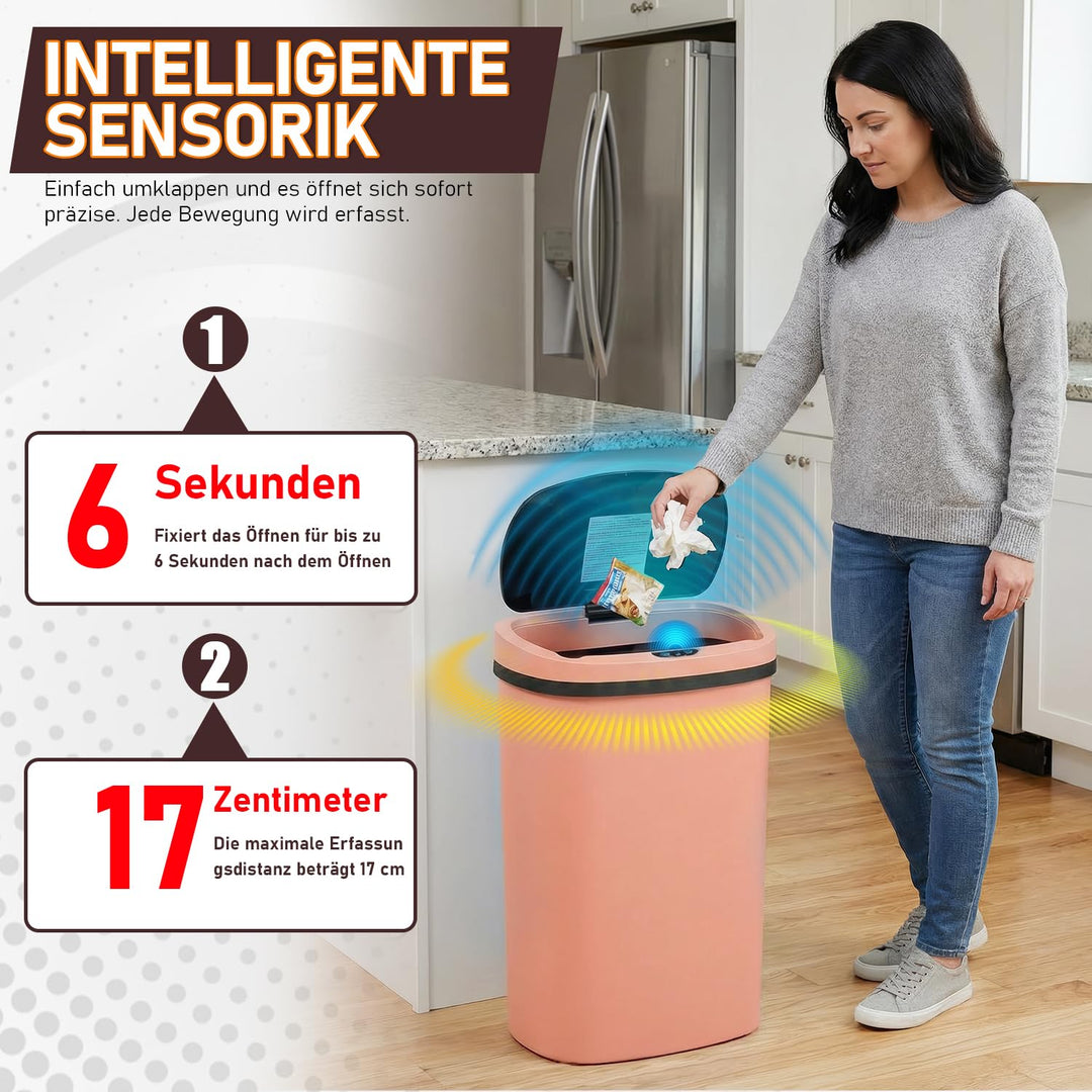 FDW Mülleimer mit Sensor & Deckel, Kunststoff, 50 L Küchenmülleimer, Smart, Automatisch, Berührungsl