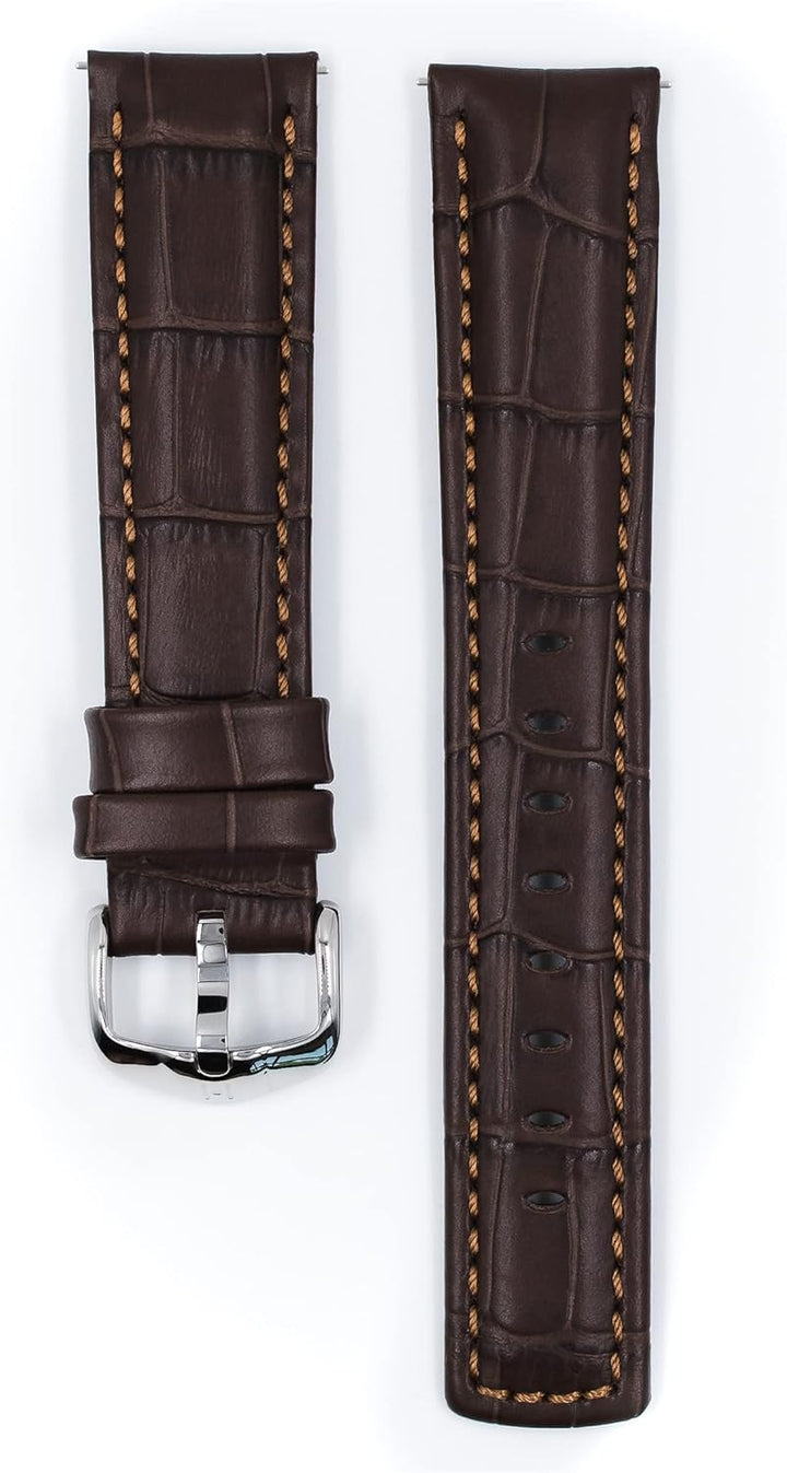 HIRSCH Herren Uhrenarmband Alligator Style Modell Grand Duke 22 mm Braun, Braun