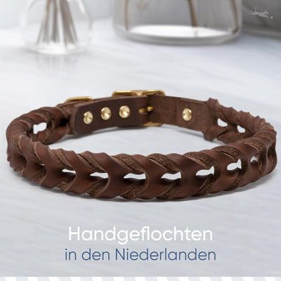 FREUDENTIER Hundehalsband geflochten aus Leder - Handmade in Holland - AlsterTwist Kollektion aus 10