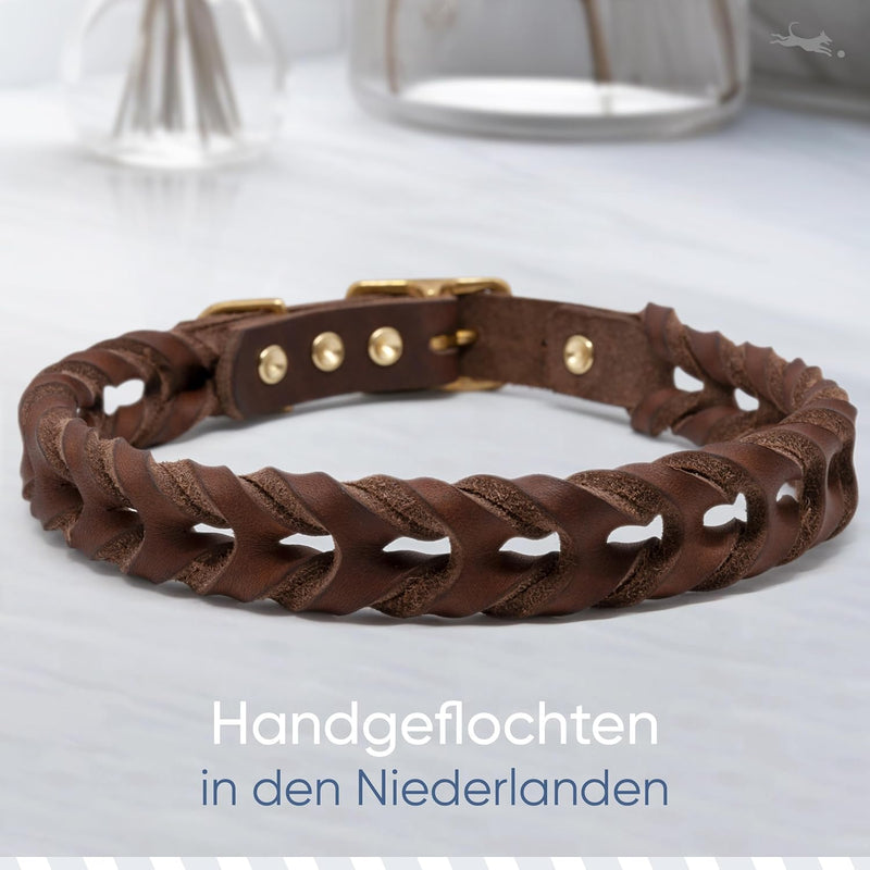 FREUDENTIER Hundehalsband geflochten aus Leder - Handmade in Holland - AlsterTwist Kollektion aus 10