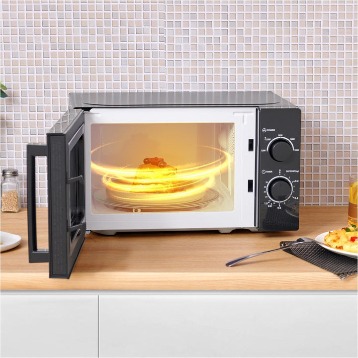 Comfee CMSN 20 bk Mikrowelle/Solo-Mikrowelle mit 5 Leistungsstufen/Innenbeleuchtung/easy Defrost/360