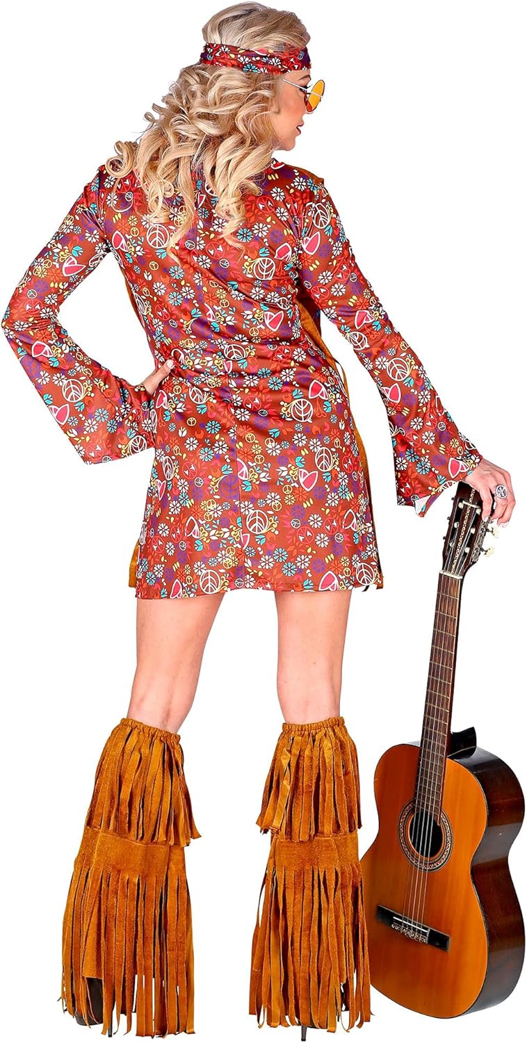 "HIPPIE" (dress, vest, headband, fringe boot covers) - (XL), XL