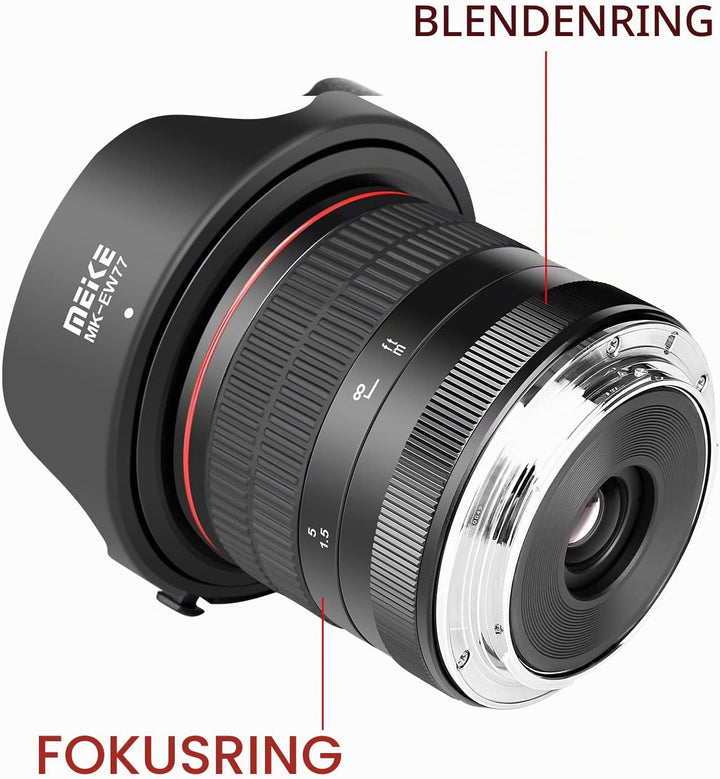 Meike 8mm f3.5 Ultra Weitwinkel Fisheye Objektiv für Canon EOS EF Mount DSLR Kameras EOS 70D 77D 80D