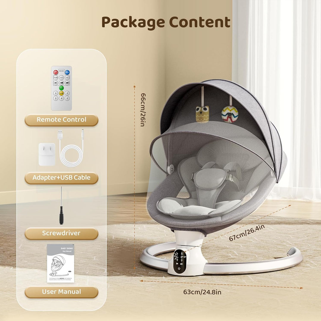Hlieeosfcn Elektrische Babyschaukel,Babywippe elektrisch mit Fernbedienung, Babywippe mit 5 Schwingu