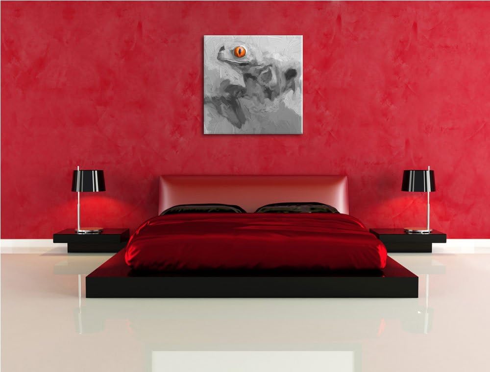 Wassertropfen auf Gerbera, Format: 70x70 auf Leinwand, XXL riesige Bilder fertig gerahmt mit Keilrah