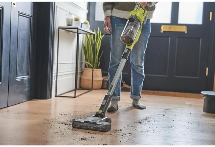 RYOBI 18 V ONE+ Akku-Bodenhandsauger RSV18-120G (30 AirWatt Saugleistung, 820 l/min Luftstrom, 24 cm