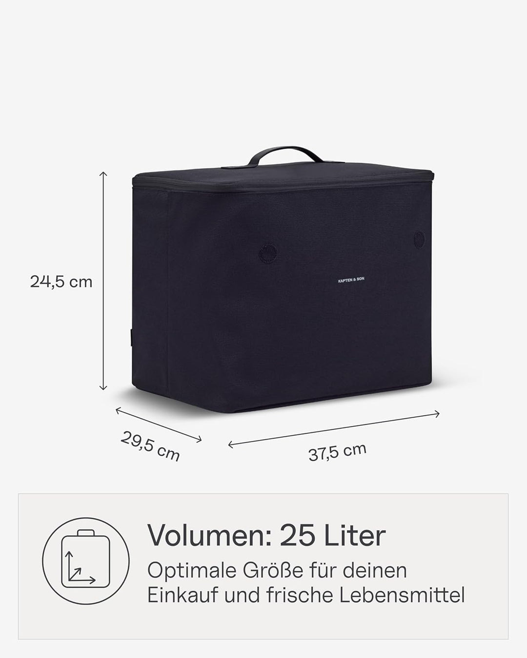 Kapten & Son Vaasa Cooling Inlay Large Schwarz | 25L Thermotasche aus recyceltem PET für Shopping Ba