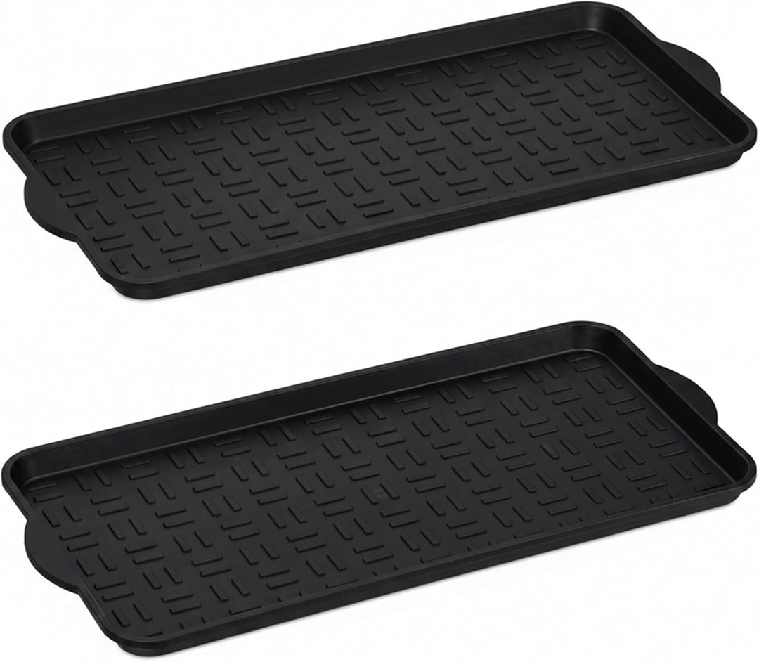 Relaxdays Schuhablage 2er Set, Abtropfschale mit erhöhtem Rand, für 6 - 8 Paare, Kunststoff, BxT: 75