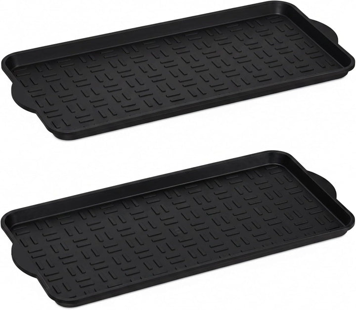 Relaxdays Schuhablage 2er Set, Abtropfschale mit erhöhtem Rand, für 6 - 8 Paare, Kunststoff, BxT: 75